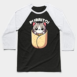 Purrito Funny Cat And Burrito Pun Baseball T-Shirt